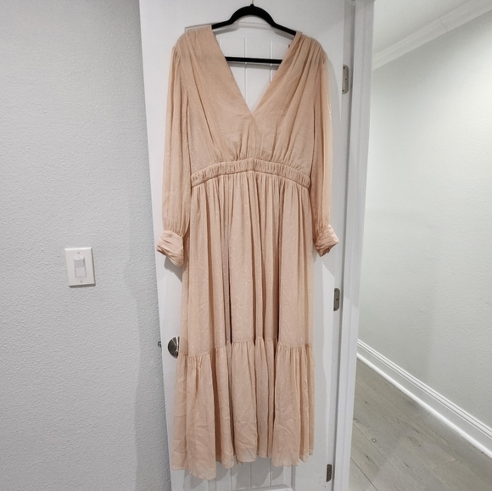 NWOT SANDRO Shimmer Long Sleeve Long Dress size 42‎